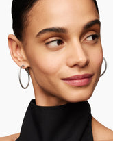 Cable Hoop Earrings in Sterling Silver, 1.5in